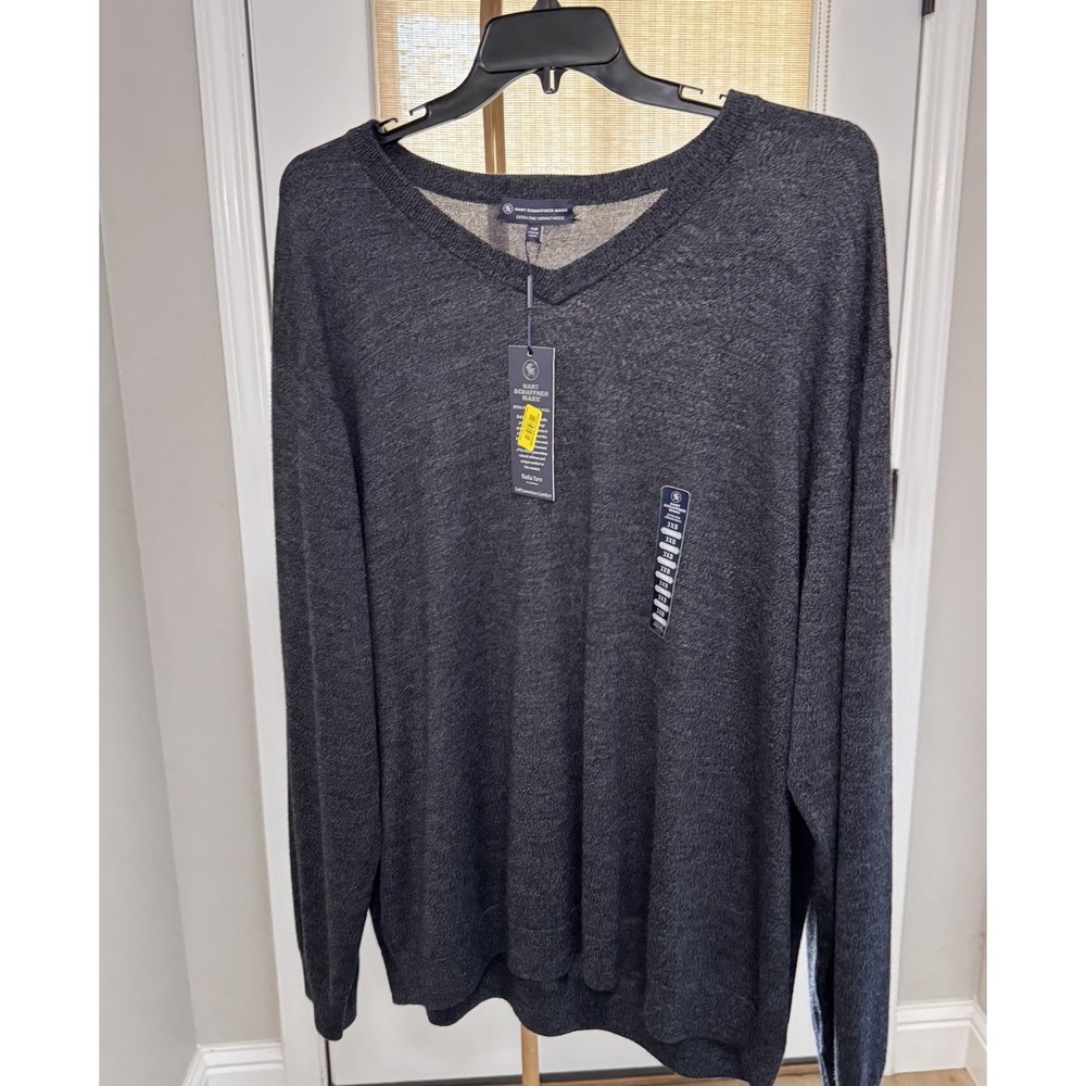 Hart Schaffner Marx Extra Fine Merino Wool V-Neck Sweater 3XB